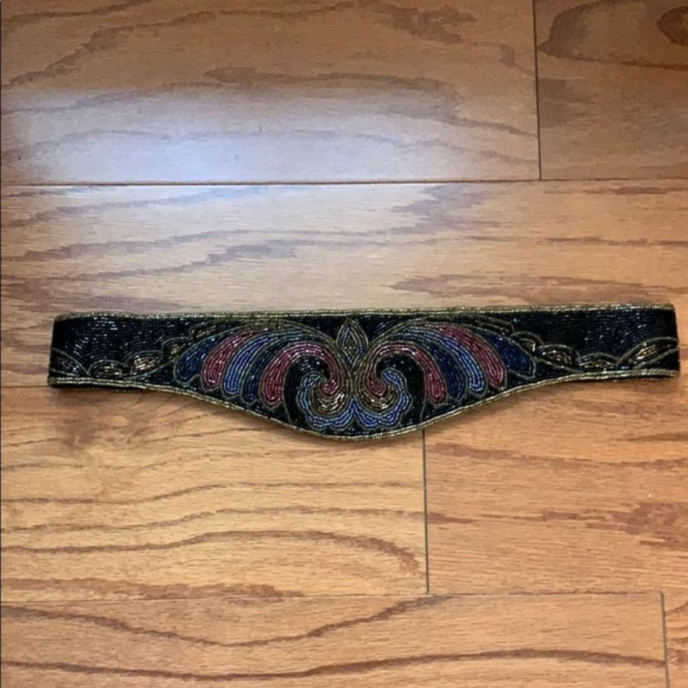 Vintage 80'S RETRO ADJUSTABLE BEADED EVENING BELT - Picture 2 of 6